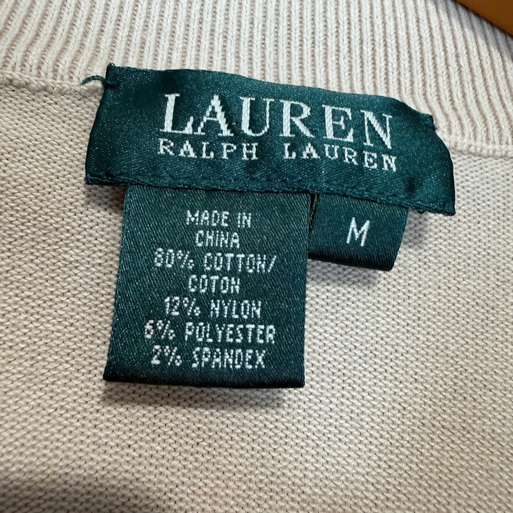 Lauren‎ Ralph Lauren 1/4 Hunting Sweater Womens Medium Suede Shoulder Patch - Picture 8 of 13
